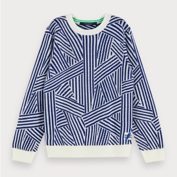 Scotch & Soda Other - NWT Men’s Scotch & Soda Merino Wool Blend Blue Jacquard Sweater Sz XL